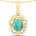 2.78 Carat Genuine Emerald and White Topaz .925 Sterling Silver Pendant Bids.com