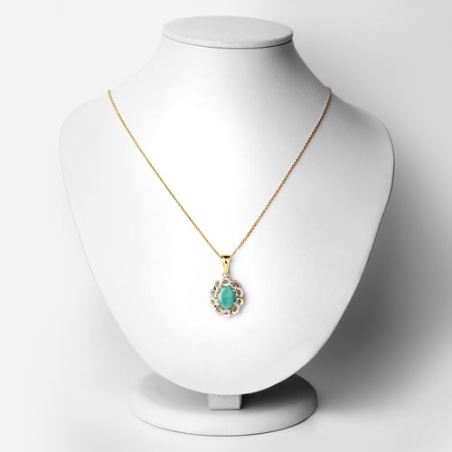 2.78 Carat Genuine Emerald and White Topaz .925 Sterling Silver Pendant Bids.com