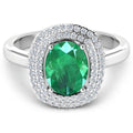 1.97 Carat Genuine Zambian Emerald  and White Diamond 14K White Gold Ring Bids.com