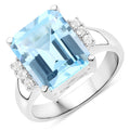 4.89 Carat Genuine Blue Topaz and White Topaz .925 Sterling Silver Ring Bids.com