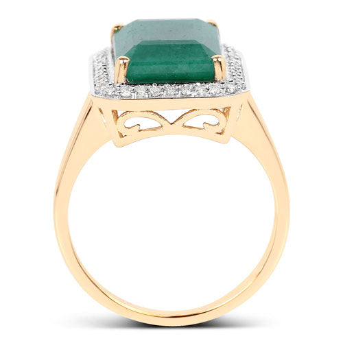 5.71 Carat Dyed Emerald and White Diamond 14K Yellow Gold Ring Bids.com