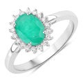 1.34 Carat Genuine Zambian Emerald and White Diamond 10K White Gold Ring Bids.com
