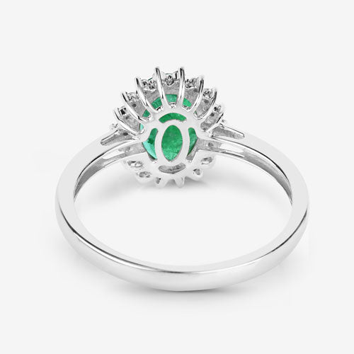 1.34 Carat Genuine Zambian Emerald and White Diamond 10K White Gold Ring Bids.com