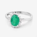 1.34 Carat Genuine Zambian Emerald and White Diamond 10K White Gold Ring Bids.com