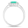 1.34 Carat Genuine Zambian Emerald and White Diamond 10K White Gold Ring Bids.com