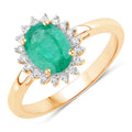 1.34 Carat Genuine Zambian Emerald and White Diamond 10K Yellow Gold Ring Bids.com