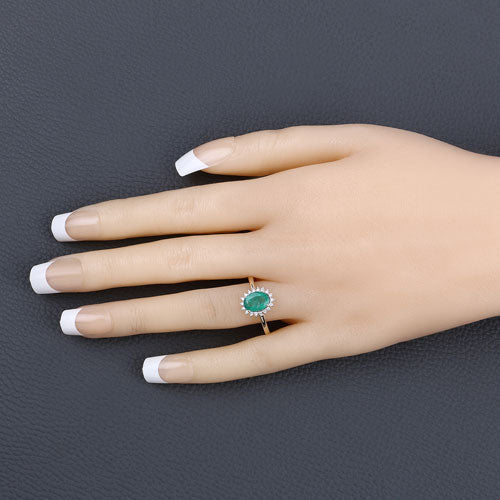 1.34 Carat Genuine Zambian Emerald and White Diamond 10K Yellow Gold Ring Bids.com