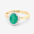 1.34 Carat Genuine Zambian Emerald and White Diamond 10K Yellow Gold Ring Bids.com
