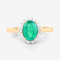 1.34 Carat Genuine Zambian Emerald and White Diamond 10K Yellow Gold Ring Bids.com
