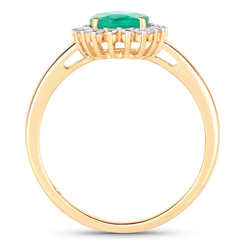 1.34 Carat Genuine Zambian Emerald and White Diamond 10K Yellow Gold Ring Bids.com