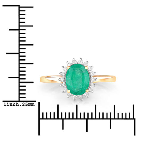 1.34 Carat Genuine Zambian Emerald and White Diamond 10K Yellow Gold Ring Bids.com