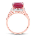 14K Rose Gold Plated 5.54 Carat Genuine Glass Filled Ruby & White Topaz .925 Sterling Silver Ring Bids.com