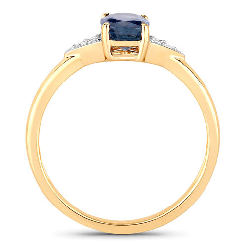 1.01 Carat Genuine Blue Sapphire and White Diamond 14K Yellow Gold Ring Bids.com