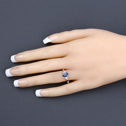1.01 Carat Genuine Blue Sapphire and White Diamond 14K Yellow Gold Ring Bids.com