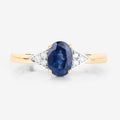 1.01 Carat Genuine Blue Sapphire and White Diamond 14K Yellow Gold Ring Bids.com