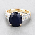 6.49 Carat Genuine Blue Sapphire and White Diamond 14K Yellow Gold Ring Bids.com