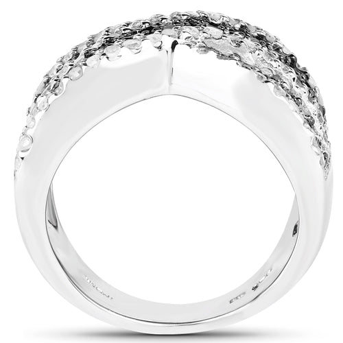 1.57 Carat Genuine Blue Diamond, White Diamond & Black Diamond .925 Sterling Silver Ring Bids.com
