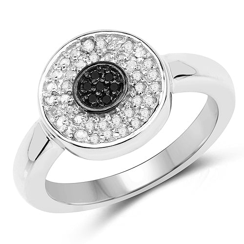 0.20 Carat Genuine Black Diamond and White Diamond .925 Sterling Silver Ring Bids.com