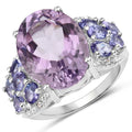 6.62 Carat Genuine Amethyst, Tanzanite and White Topaz .925 Sterling Silver Ring Bids.com