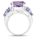6.62 Carat Genuine Amethyst, Tanzanite and White Topaz .925 Sterling Silver Ring Bids.com