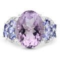 6.62 Carat Genuine Amethyst, Tanzanite and White Topaz .925 Sterling Silver Ring Bids.com