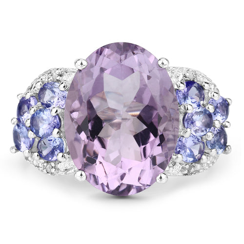 6.62 Carat Genuine Amethyst, Tanzanite and White Topaz .925 Sterling Silver Ring Bids.com