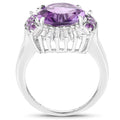 5.20 Carat Genuine Amethyst and White Topaz .925 Sterling Silver Ring Bids.com