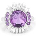 5.20 Carat Genuine Amethyst and White Topaz .925 Sterling Silver Ring Bids.com